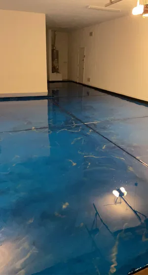 metallic epoxy color chrome floor (blue)