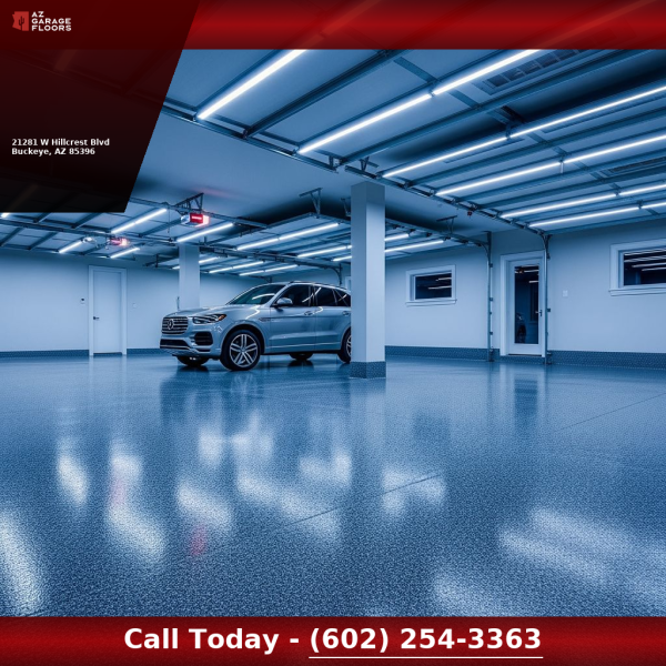 Commercial-grade epoxy garage floor with a decorative flake finish installed by AZ Garage Floors in Arizona.