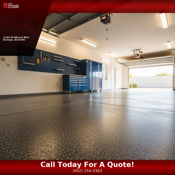 Solid color epoxy garage floor coating in a new Surprise AZ home